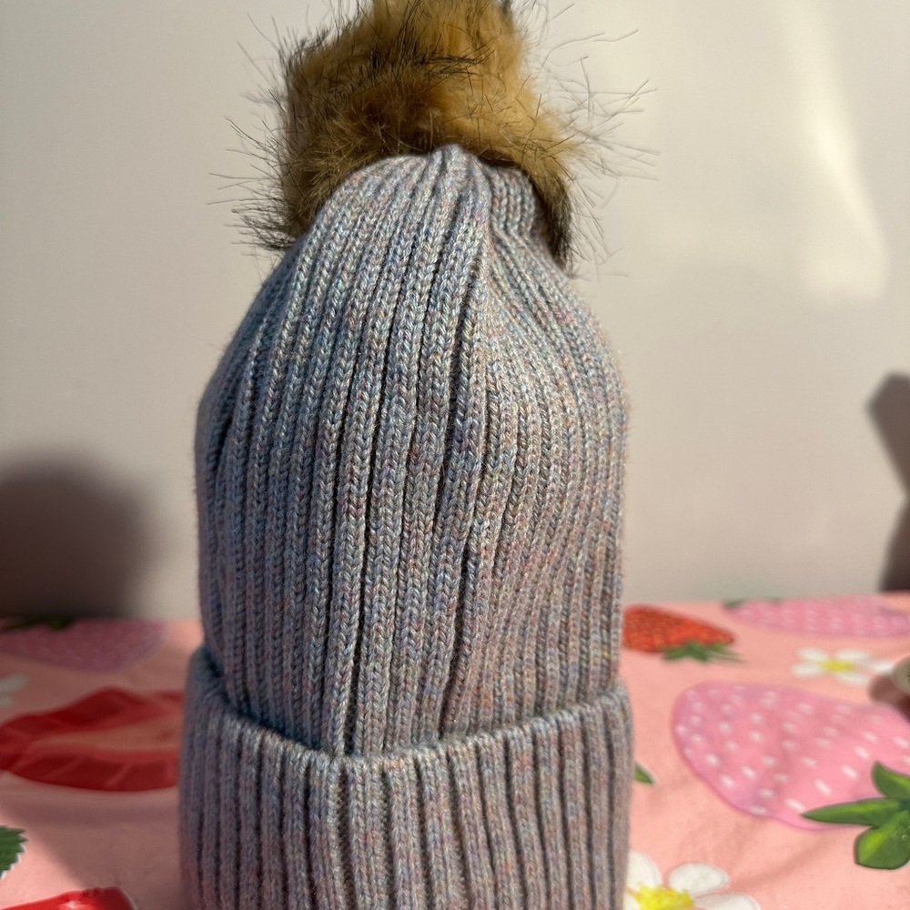 Cozy Gray Knit Pom-Pom Hat for Kids